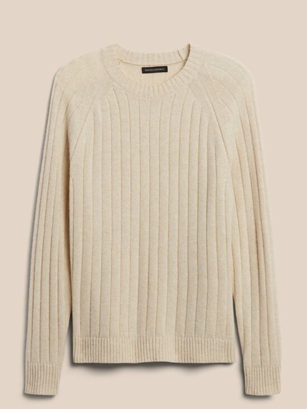 Banana Republic Men's Italian Wool-Blend Crew-Neck Sweater in Cream Size XL Tall